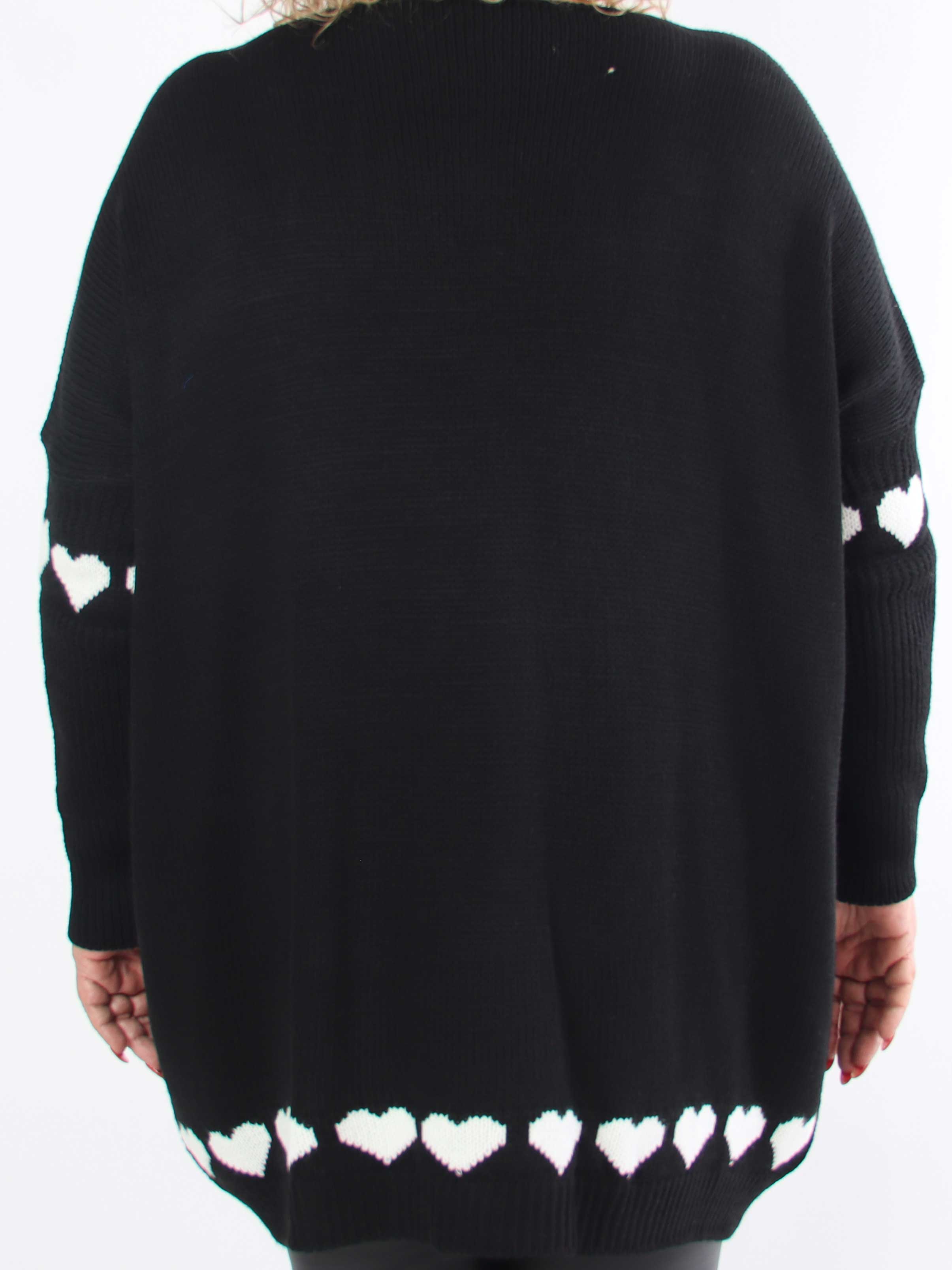 Katerina - Plus size-stickad tröja med söta hjärtdetaljer